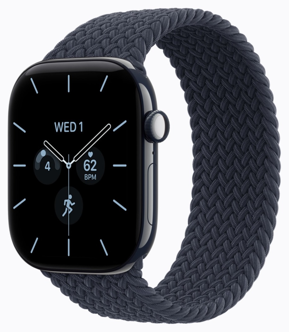 night blue 陶瓷款 Apple Watch Series 12，配同色编织单圈表带